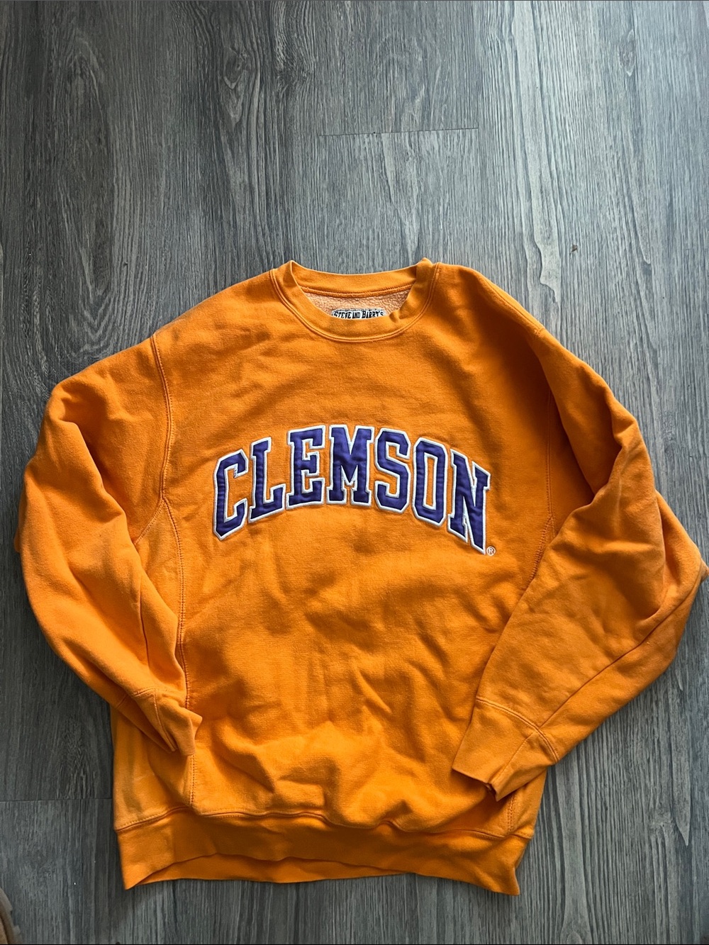 Steve & Barry's Orange Clemson Crewneck Sweatshirt with Purple Lettering Medium